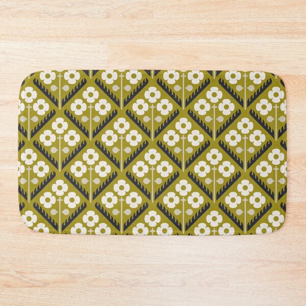 Item preview, KF 0087 F - Vintage Retro Flower 70s Modern Geometric Floral Pattern in Olive designed and sold by KhakiFinch.