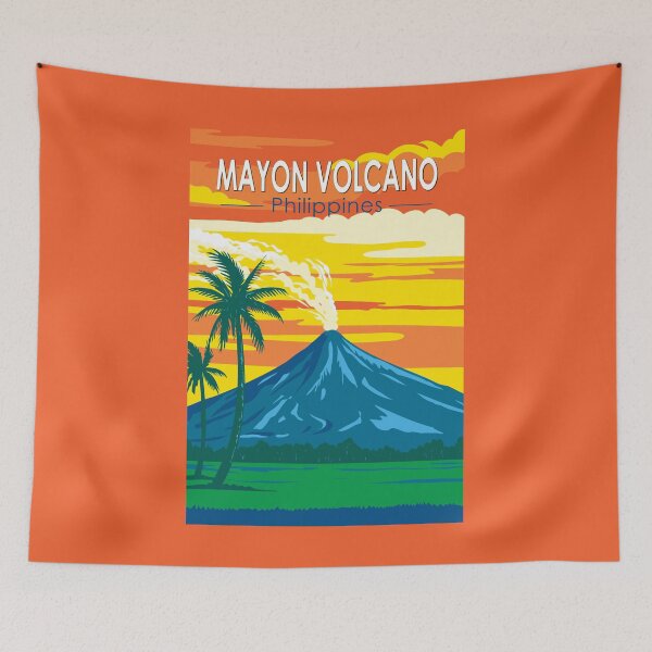 Item preview, Mayon Volcano Philippines Travel Art Vintage designed and sold by KrisSidDesigns.