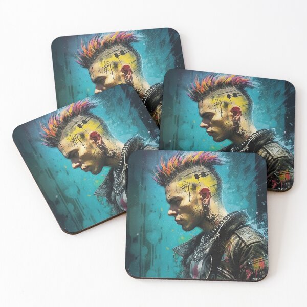 Artikelvorschau, Cyberpunk-Porträt eines Rock-Rebellen – Blumenmotiv mit Atompunk-Elementen entworfen und verkauft von Piotrek0001.