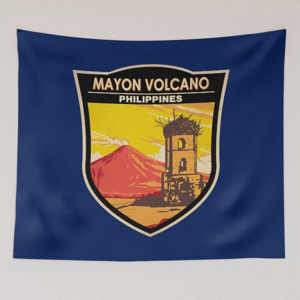 Item preview, Mayon Volcano Cagsawa Ruins Philippines Badge designed and sold by KrisSidDesigns.