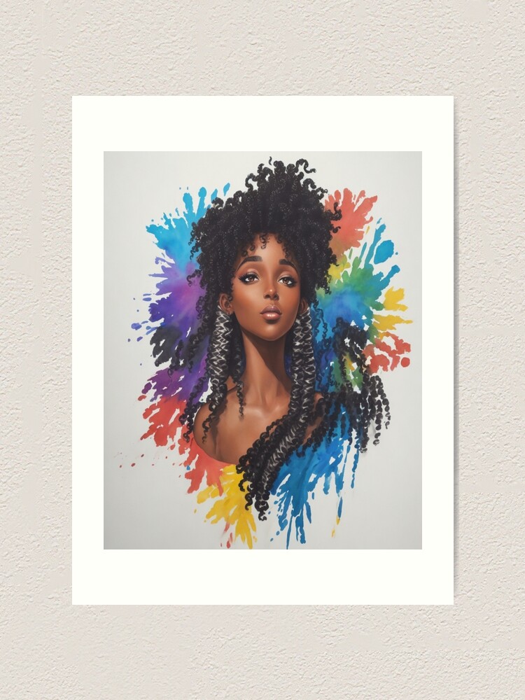 Online Natural hair Girl. oil paintings