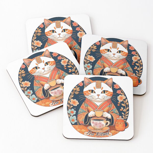 Item preview, Tea ceremony tea ritual cat drinking tea designed and sold by Outofdream1.