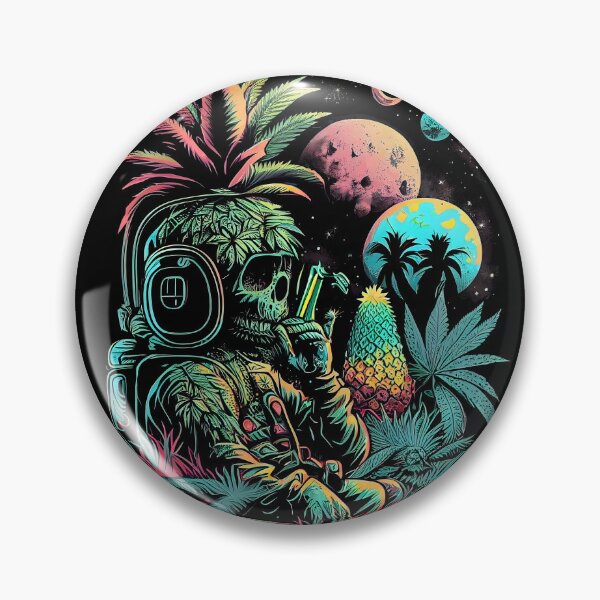 Item preview, Trippy Astronaut in Alien Planet Pineapple Skull Retro Art designed and sold by MindWave THC.