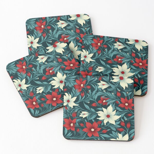 Item preview, Floral pattern adorned with blue, red, and white flowers designed and sold by DaliusD.