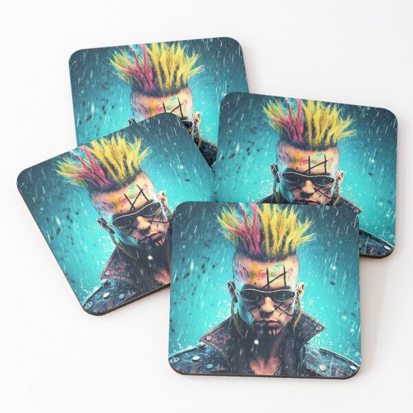 Artikelvorschau, Cyberpunk-Porträt eines Rock-Rebellen – Blumenmotiv mit Atompunk-Elementen entworfen und verkauft von Piotrek0001.