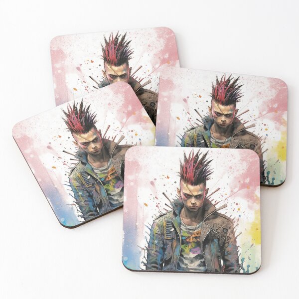 Artikelvorschau, Cyberpunk-Porträt eines Rock-Rebellen – Blumenmotiv mit Atompunk-Elementen entworfen und verkauft von Piotrek0001.