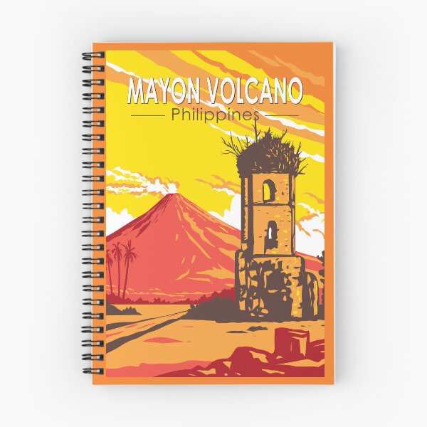 Item preview, Mayon Volcano Cagsawa Ruins Philippines Travel Art Vintage designed and sold by KrisSidDesigns.