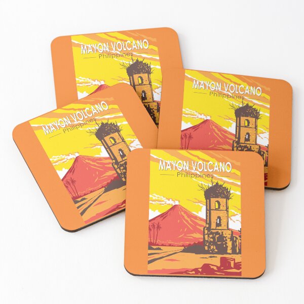 Item preview, Mayon Volcano Cagsawa Ruins Philippines Travel Art Vintage designed and sold by KrisSidDesigns.