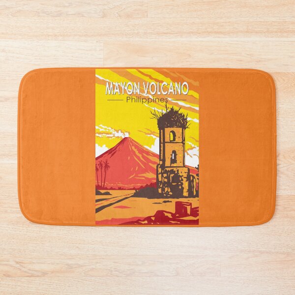 Item preview, Mayon Volcano Cagsawa Ruins Philippines Travel Art Vintage designed and sold by KrisSidDesigns.