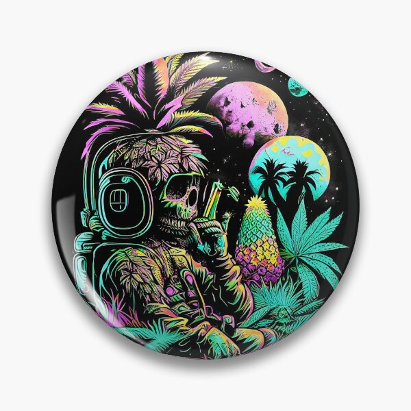 Item preview, Trippy Astronaut in Alien Planet Pineapple Skull Retro Art designed and sold by MindWave THC.
