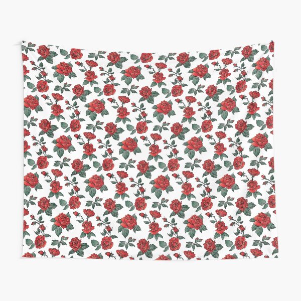 Scattered Red Roses Tapestry