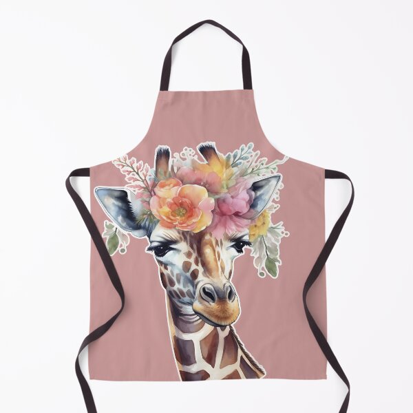 Item preview, Portrait of a smiling realistic giraffe in watercolour colours. Portrait of a cute r giraffe with a wreath designed and sold by Anastasiia Yurevych.