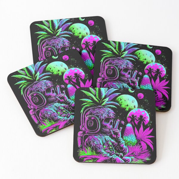 Item preview, Trippy Astronaut in Alien Planet Pineapple Skull Retro Art designed and sold by MindWave THC.