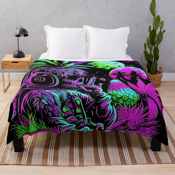Item preview, Trippy Astronaut in Alien Planet Pineapple Skull Retro Art designed and sold by MindWave THC.