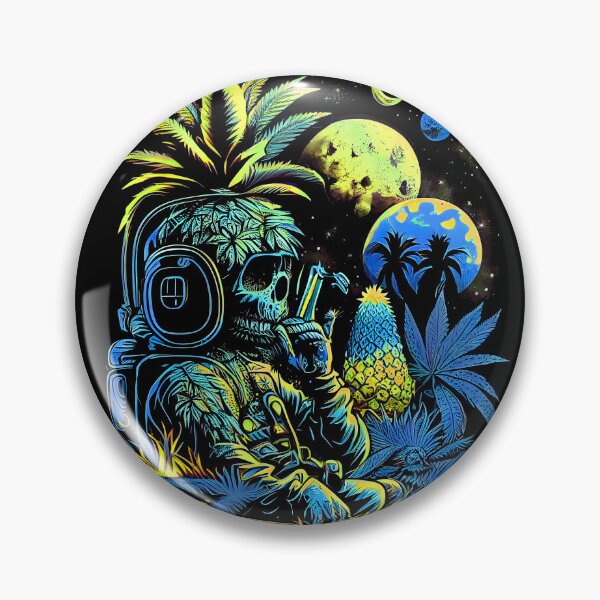 Item preview, Trippy Astronaut in Alien Planet Pineapple Skull Retro Art designed and sold by MindWave THC.