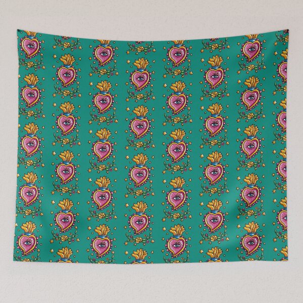 Item preview, Heart Ex-voto pink, colorful Mexican style designed and sold by Les-Oraces-K.