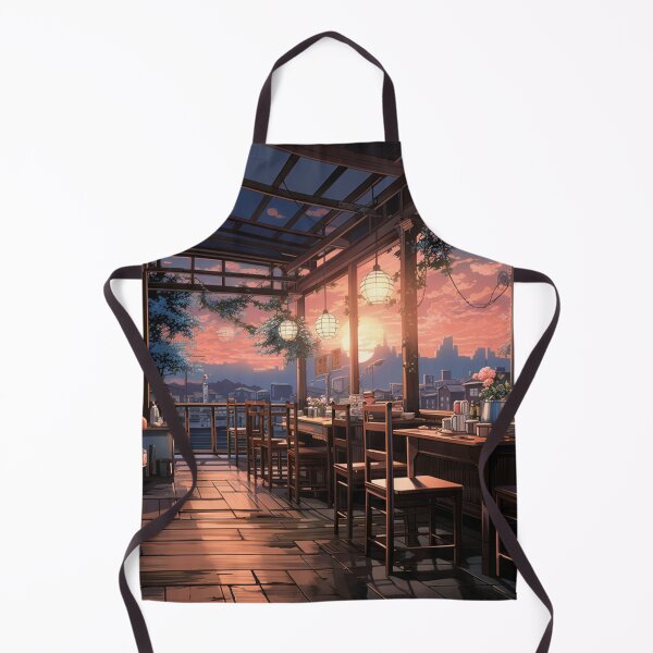 Item preview, Enchanting 80s Anime Japanese Restaurant - Sunset with Blue and Pink Colors designed and sold by Thomas TYS.