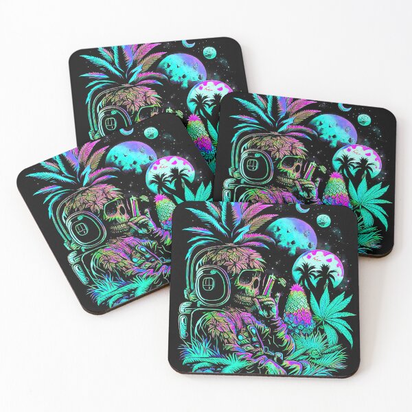 Item preview, Trippy Astronaut in Alien Planet Pineapple Skull Retro Art designed and sold by MindWave THC.
