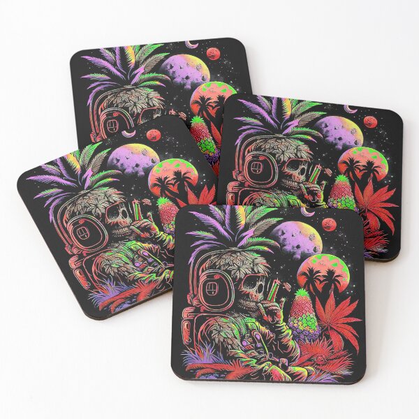Item preview, Trippy Astronaut in Alien Planet Pineapple Skull Retro Art designed and sold by MindWave THC.