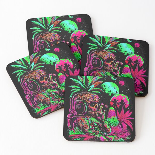 Item preview, Trippy Astronaut in Alien Planet Pineapple Skull Retro Art designed and sold by MindWave THC.