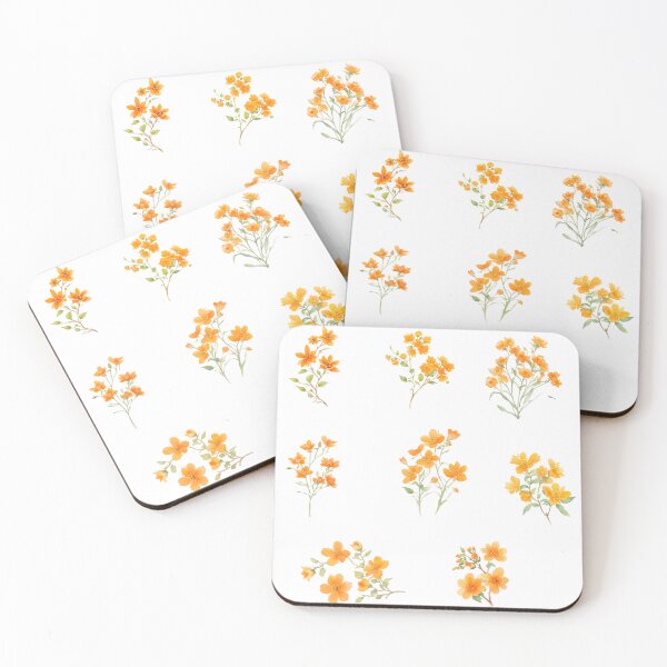 Item preview, orange flowers watercolour set designed and sold by Cuddleblossom.