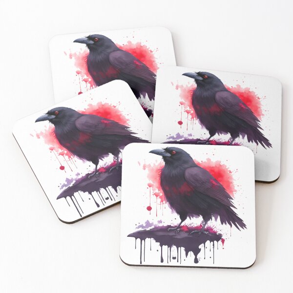 Item preview, Black raven in watercolor background designed and sold by DimHel2.