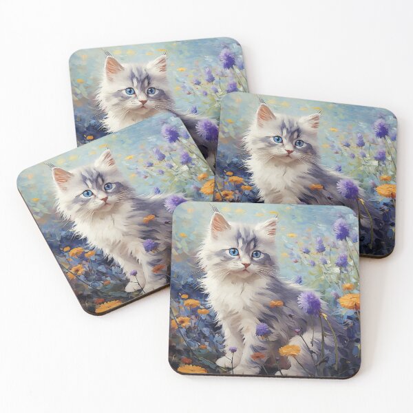 Item preview, Kitty in the Flowers designed and sold by blossomsnblooms.