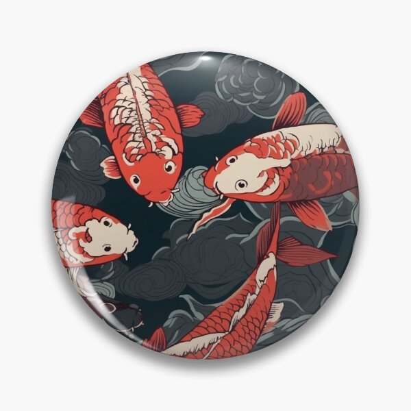 Item preview, Twilight Swim Cartoon Koi against a Dark Background designed and sold by MuseMavenDesign.