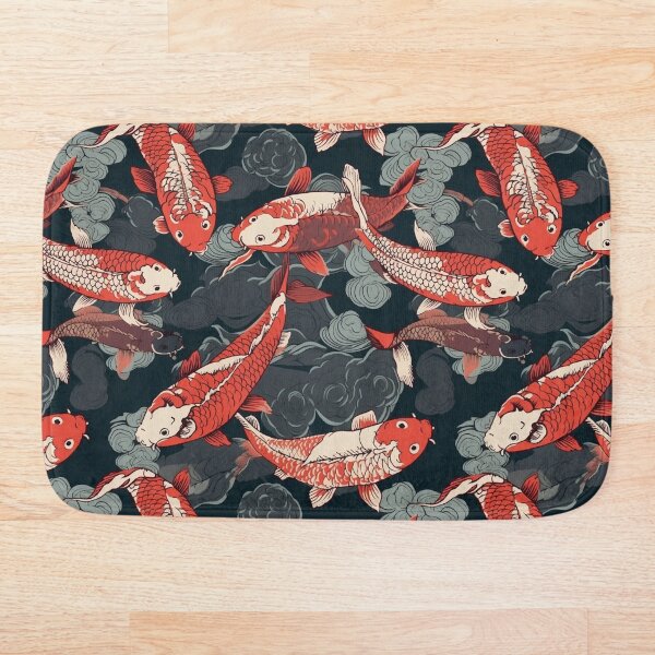 Artikelvorschau, Twilight Swim Cartoon Koi vor dunklem Hintergrund entworfen und verkauft von MuseMavenDesign.