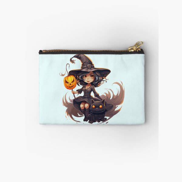 Item preview, Halloween Witch on Broomstick, Black Cat, and Pumpkin Jack O'lantern designed and sold by CoolHippoQuotes.