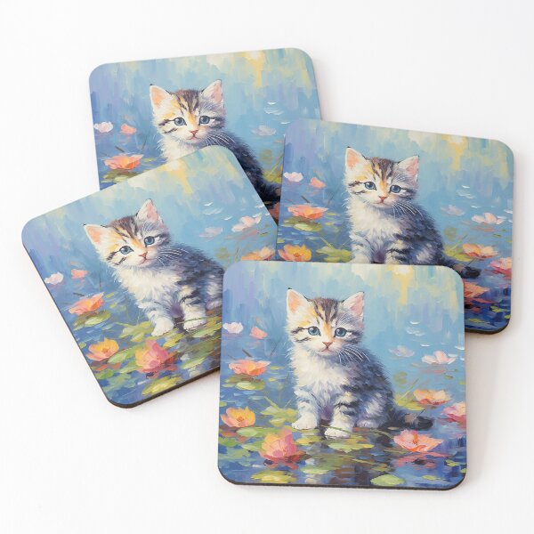 Item preview, Kitten in the Waterlily Pond designed and sold by blossomsnblooms.
