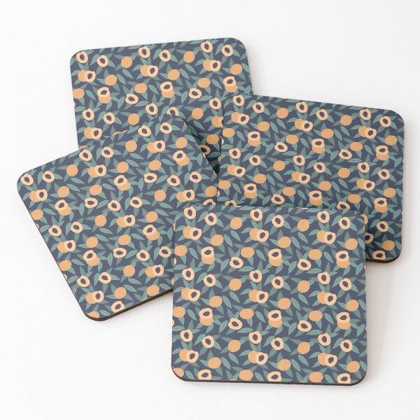 Item preview, Apricots and Leaves on Dark Blue Seamless Pattern designed and sold by Martina Mladenova.
