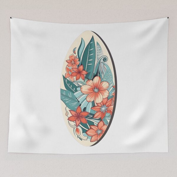 Item preview, Tropical Blossoms - Floral Surfboard Design designed and sold by UrsaStick.