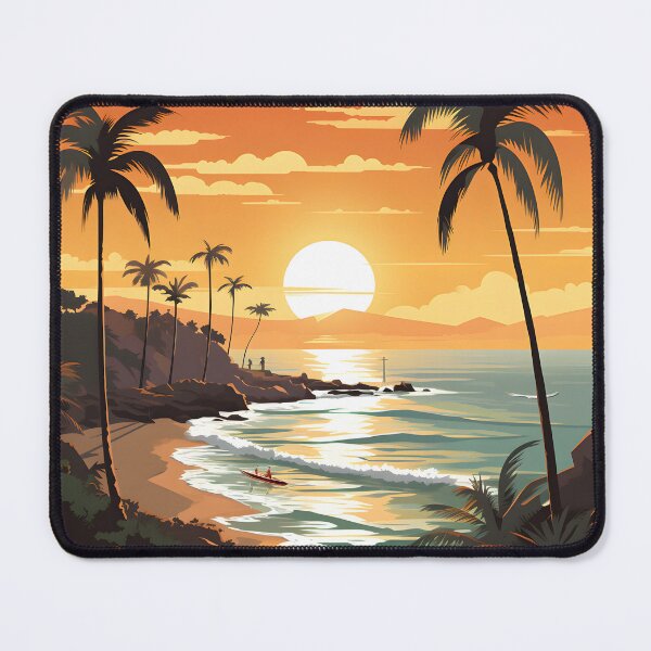 Item preview, Serene Sunset Palms - Calming Beachscape Design designed and sold by UrsaStick.