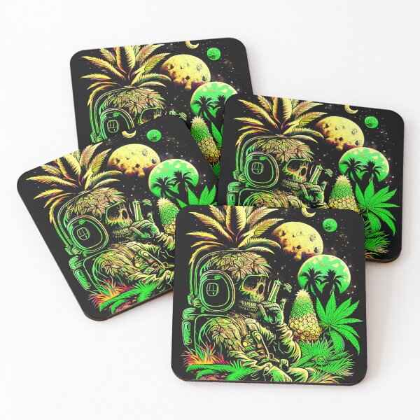 Item preview, Trippy Astronaut in Alien Planet Pineapple Skull Retro Art designed and sold by MindWave THC.