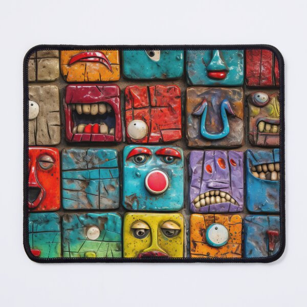 Artikelvorschau, Colorful Cheerful Faces - Small Antique Ceramic Tiles Full of Joy entworfen und verkauft von Piotrek0001.