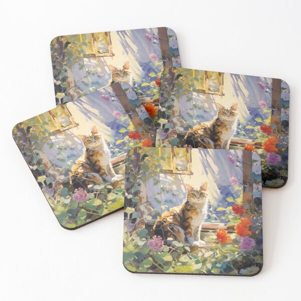 Item preview, Cat in the Garden designed and sold by blossomsnblooms.