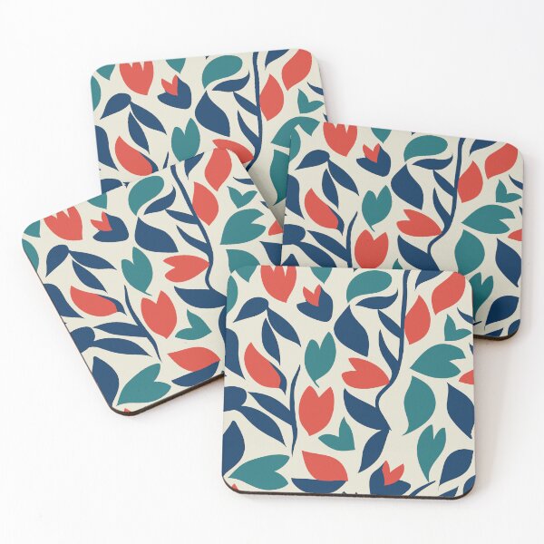 Item preview, Floral matisse - abstract minimal retro flower pattern red and blue designed and sold by patterncrow.