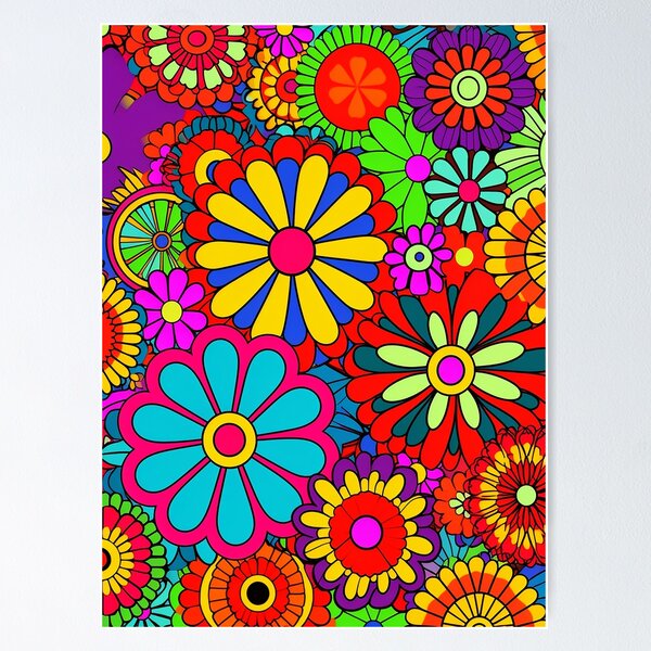Item preview, Flower Power Retro Style Hippy Flowers designed and sold by geodedebit.