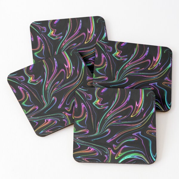 Item preview, Colorful neon liquid paint marble pattern with black background designed and sold by 1Celery.
