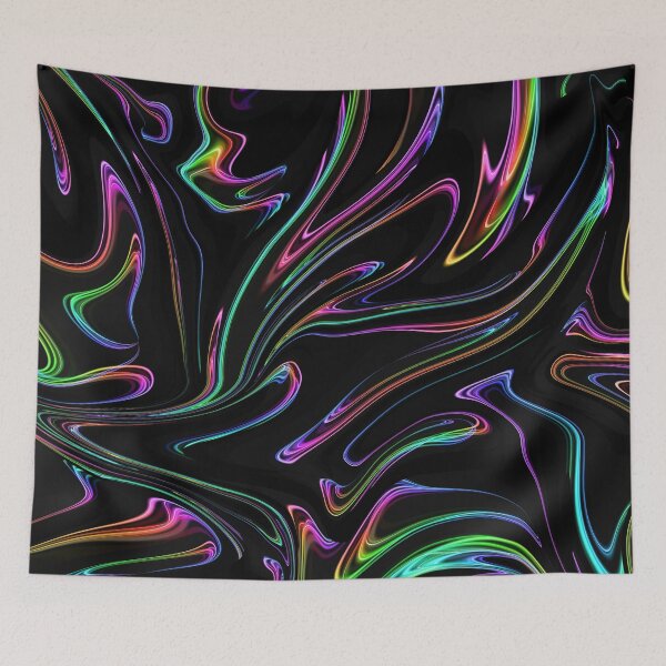 Item preview, Colorful neon liquid paint marble pattern with black background designed and sold by 1Celery.