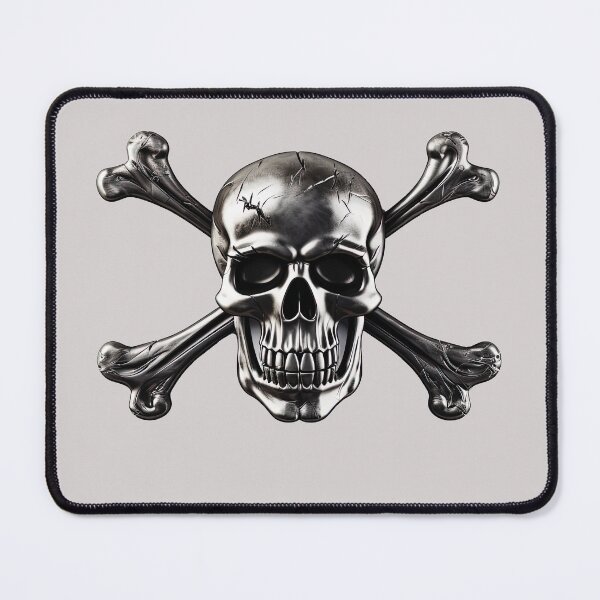 Item preview, Skull and Crossbones in Silver Metal designed and sold by NeonAbstracts.