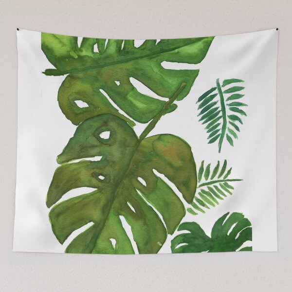 Item preview, Monstera Deliciosa watercolor painting, tropical botanical, philodendron leaf designed and sold by AnissaF.