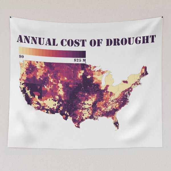 Item preview, Climate Change: U.S. map of the annual cost of drought, purple and yellow designed and sold by DreamingBeetle.