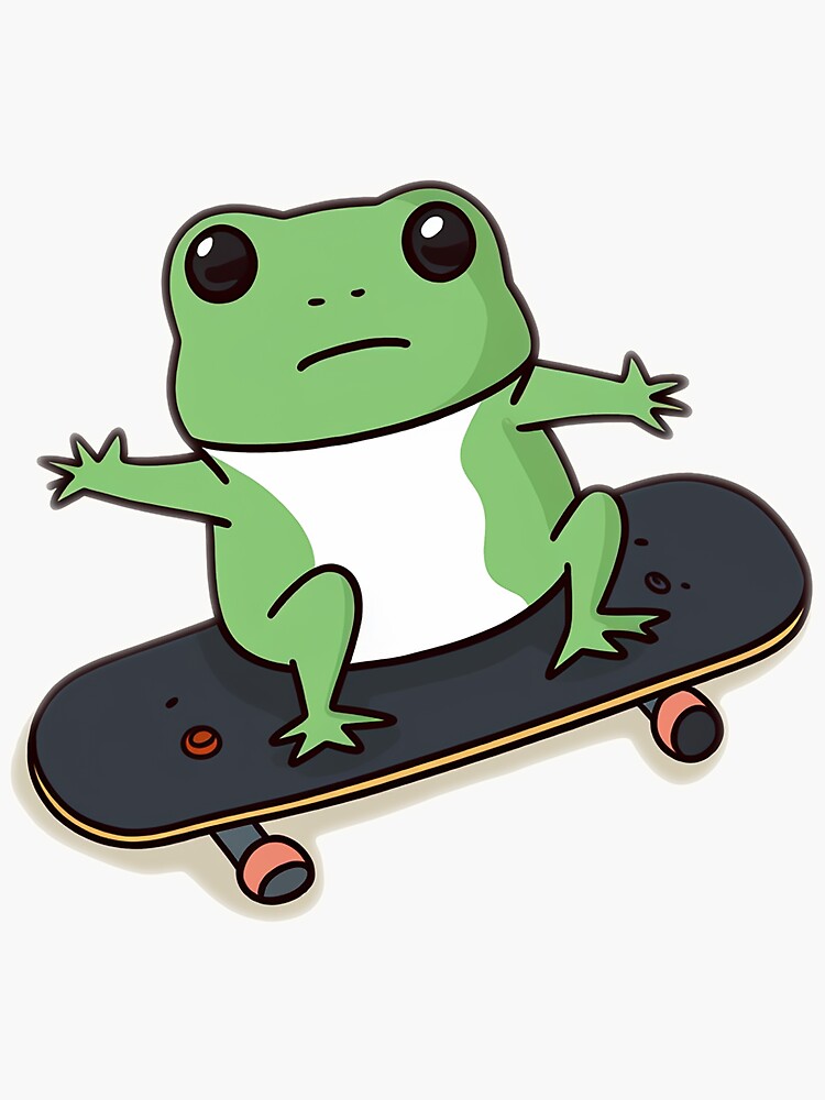 Skateboarding Frog Sticker for Sale by defencepalaces