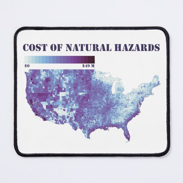 Item preview, Climate Change: U.S. map of the annual cost of natural hazards, blues designed and sold by DreamingBeetle.