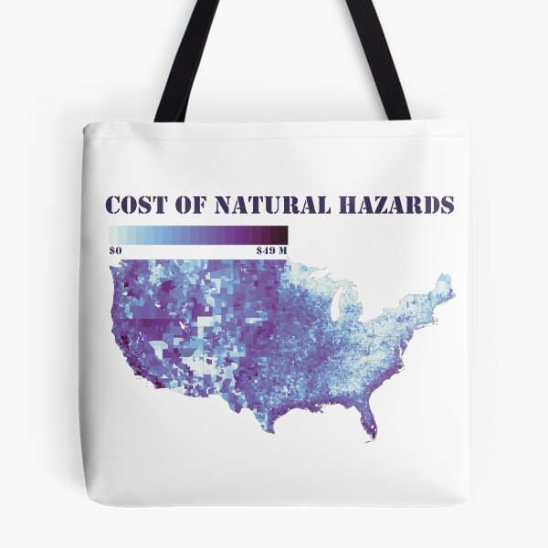 Item preview, Climate Change: U.S. map of the annual cost of natural hazards, blues designed and sold by DreamingBeetle.