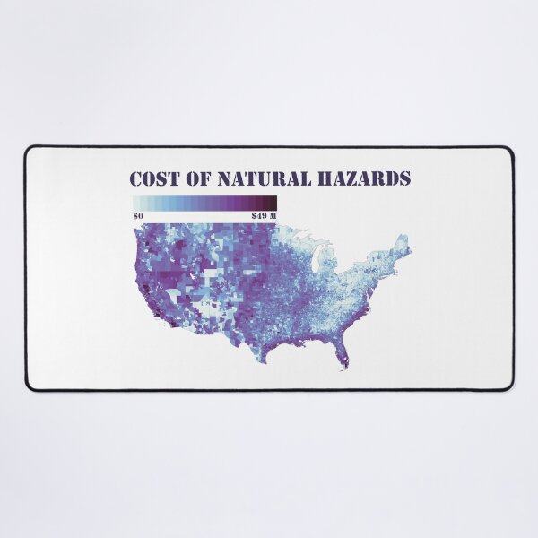 Item preview, Climate Change: U.S. map of the annual cost of natural hazards, blues designed and sold by DreamingBeetle.