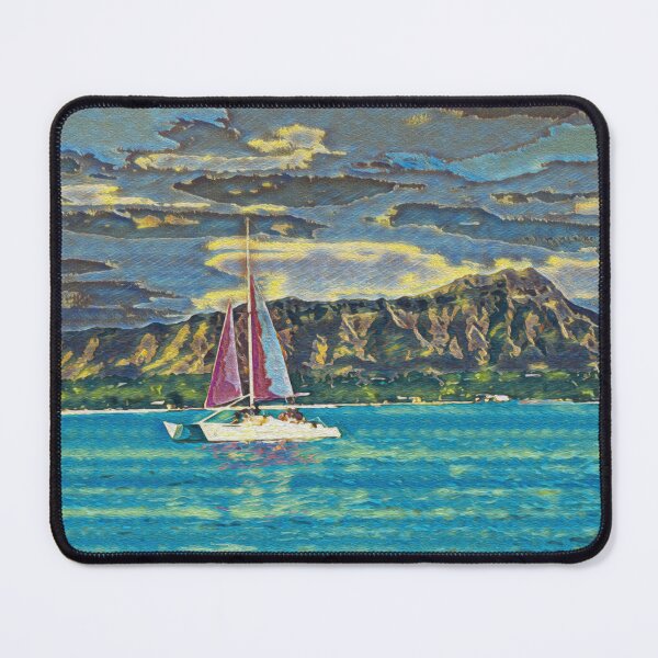 Item preview, DIAMOND HEAD AND SAILBOAT designed and sold by ArtbyRolleen.