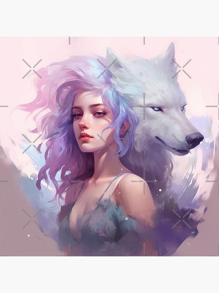 HD wallpaper: girl in blue dress lying on white wolf illustration, animals  | Wallpaper Flare